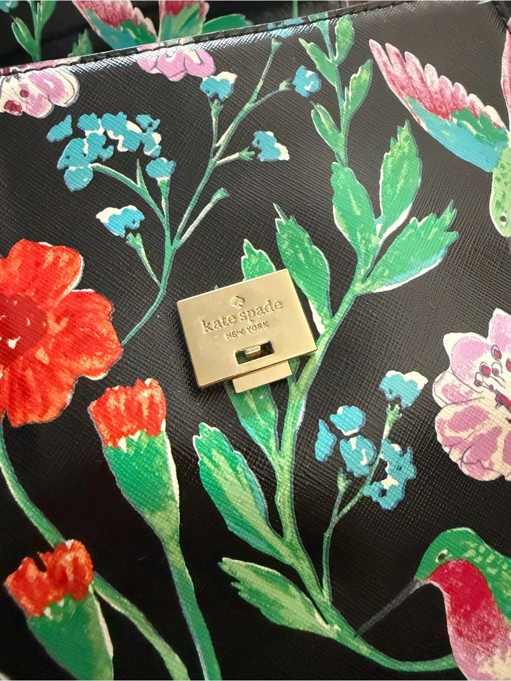 kate spade Black Floral & Bird Crossbody Bag